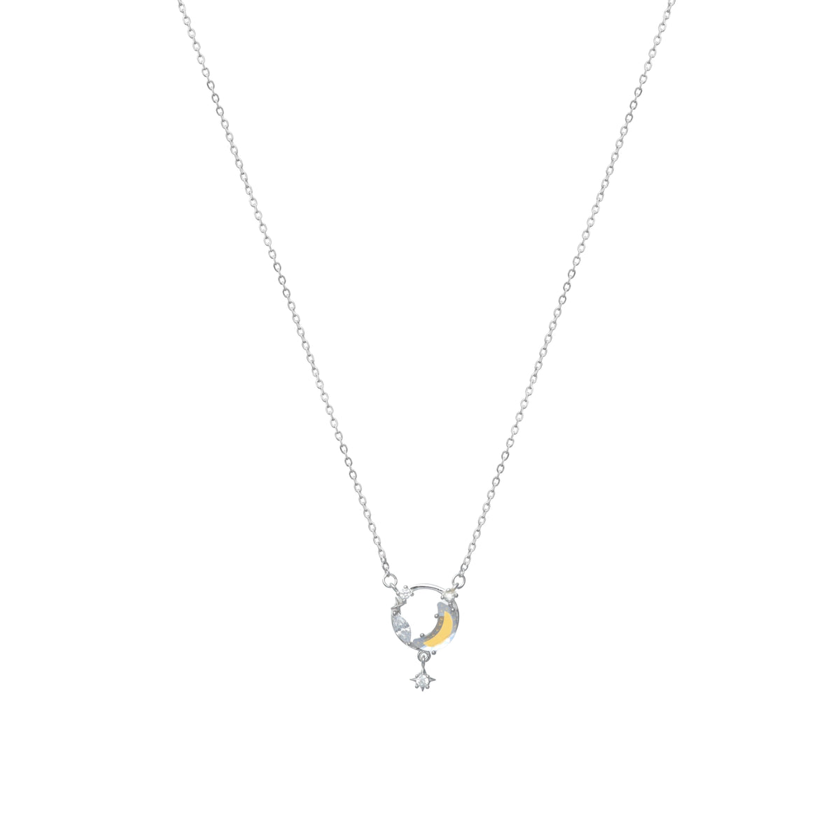 925 Silver Moonlit Heart Chain Pendant - 925 sterling silver pendant by Tassya Silver