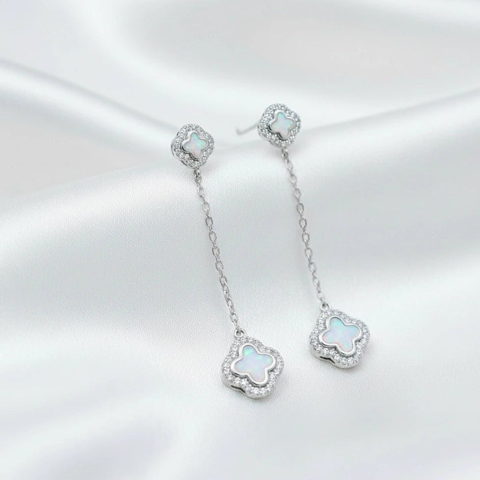 925 Silver Pearl Clover Earrings - 925 sterling silver earrings by Tassya Silver
