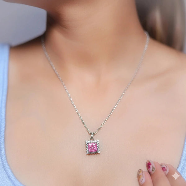 925 Silver Pink Radiant Pendant