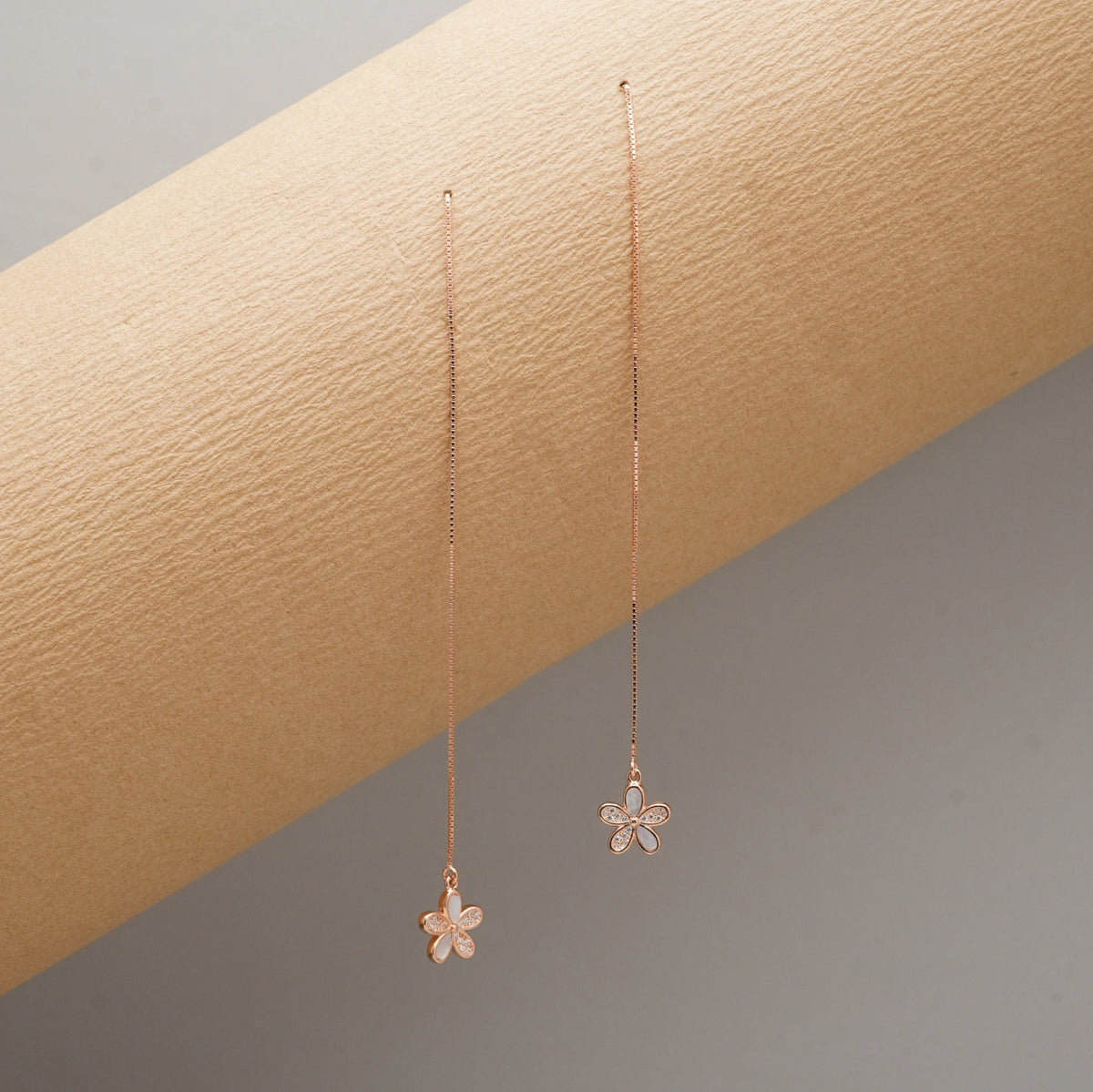 925 Silver Rosy Flutter Threader Earrings - 925 sterling silver earrings by Tassya Silver