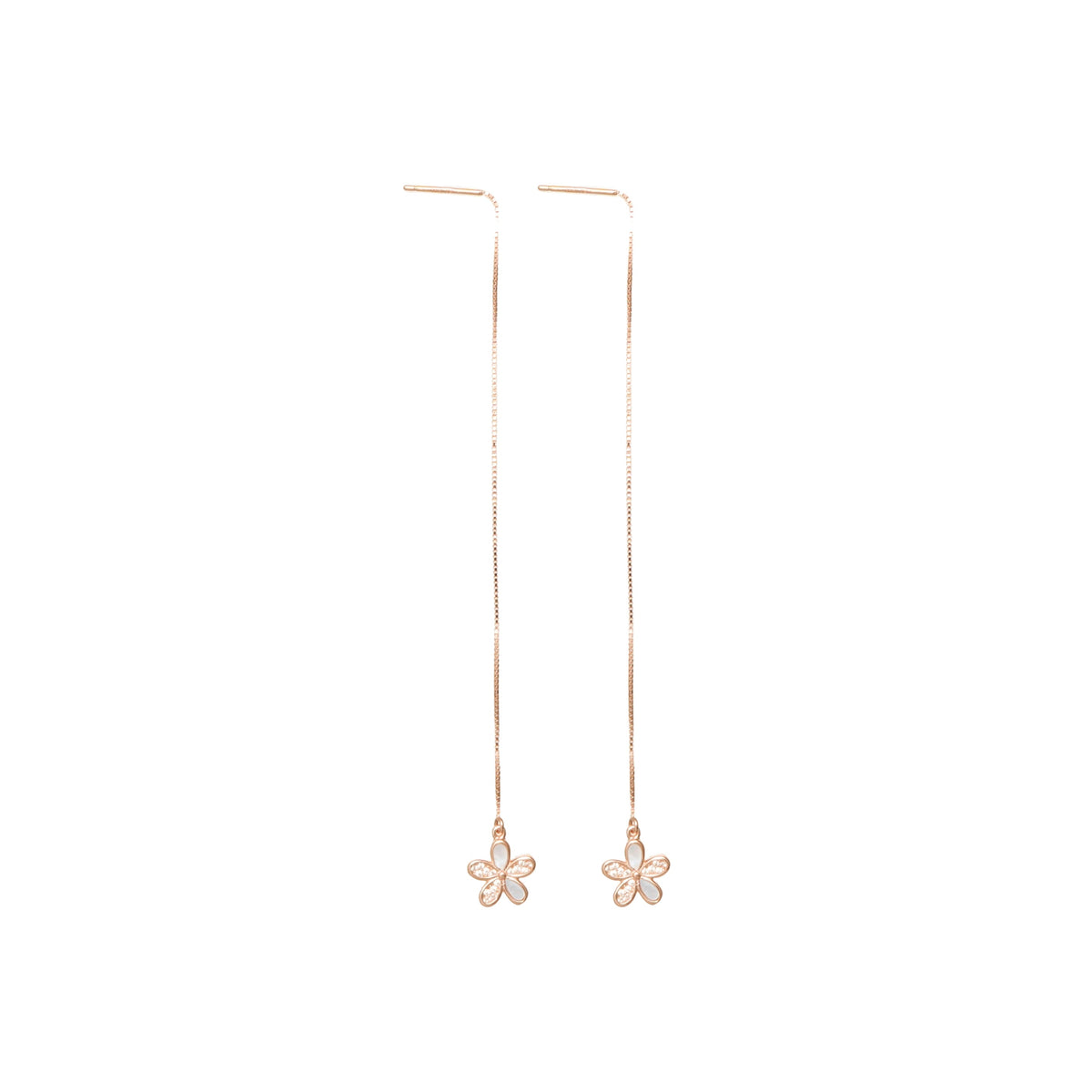 925 Silver Rosy Flutter Threader Earrings - 925 sterling silver earrings by Tassya Silver
