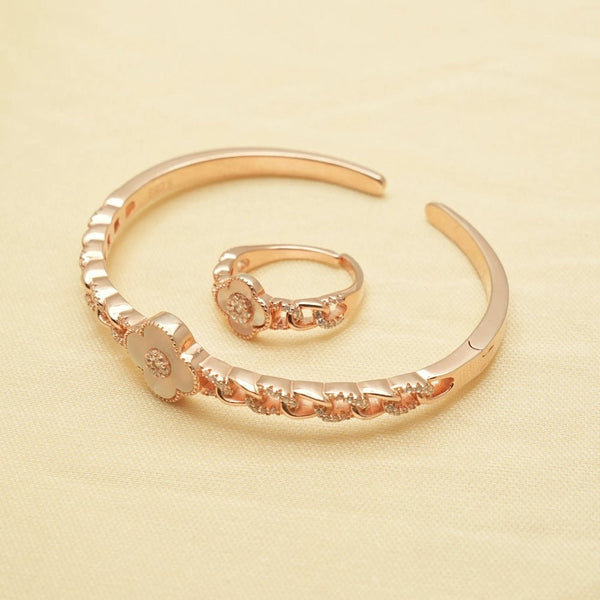 925 Silver Rosé Glow Kada & Ring Set