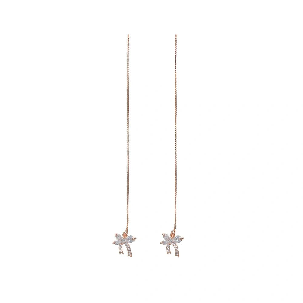 925 Silver Rosy Flutter Threader Earrings - 925 sterling silver earrings by Tassya Silver