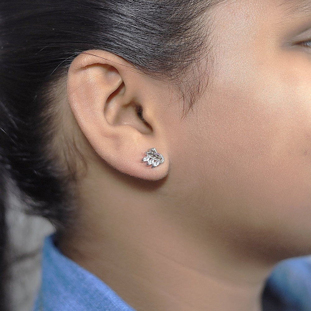 925 Silver Serene Swan Feather Baby Studs - 925 sterling silver earrings by Tassya Silver