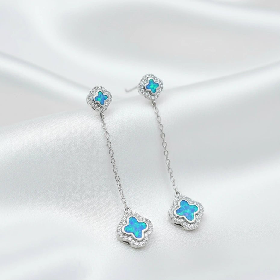 925 Silver Sky Opal Drop Earrings - 925 sterling silver earrings by Tassya Silver