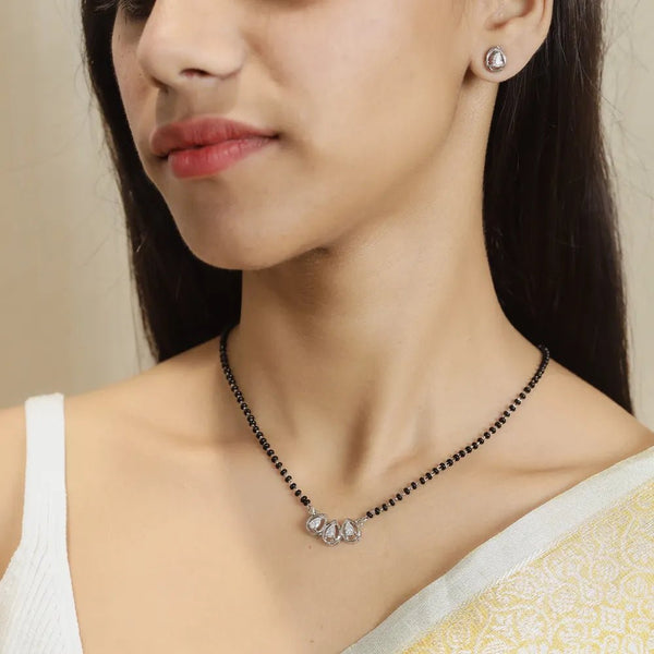 925 Silver Triple Dewdrop Mangalsutra Set