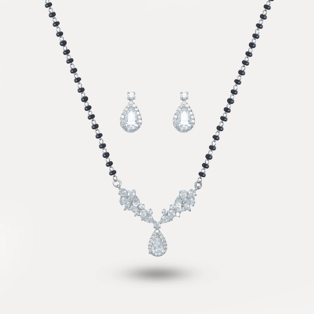 925 Silver V Teardrop Mangalsutra Set - 925 sterling silver mangalsutra by Tassya Silver