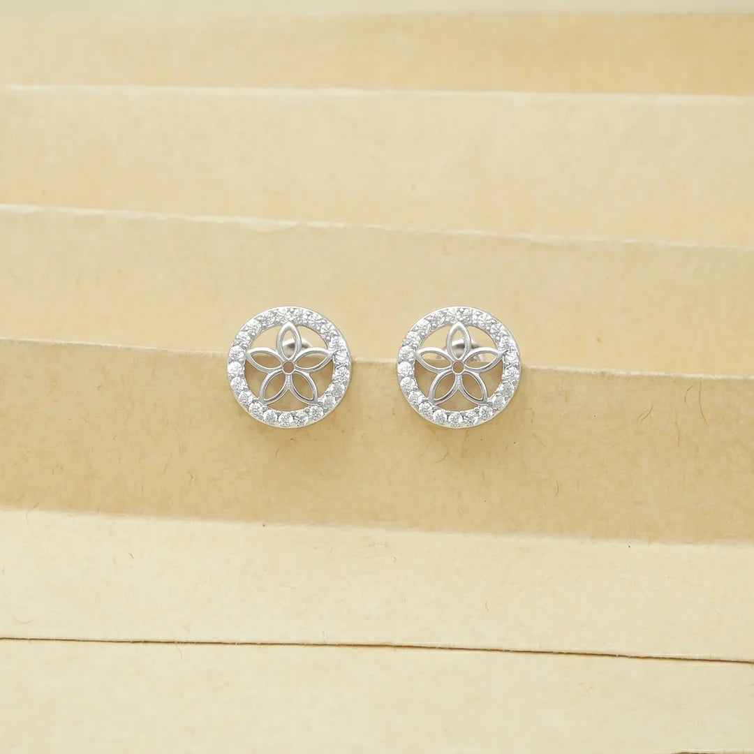 925 Silver Bloom Halo Studs - 925 sterling silver earrings by Tassya Silver