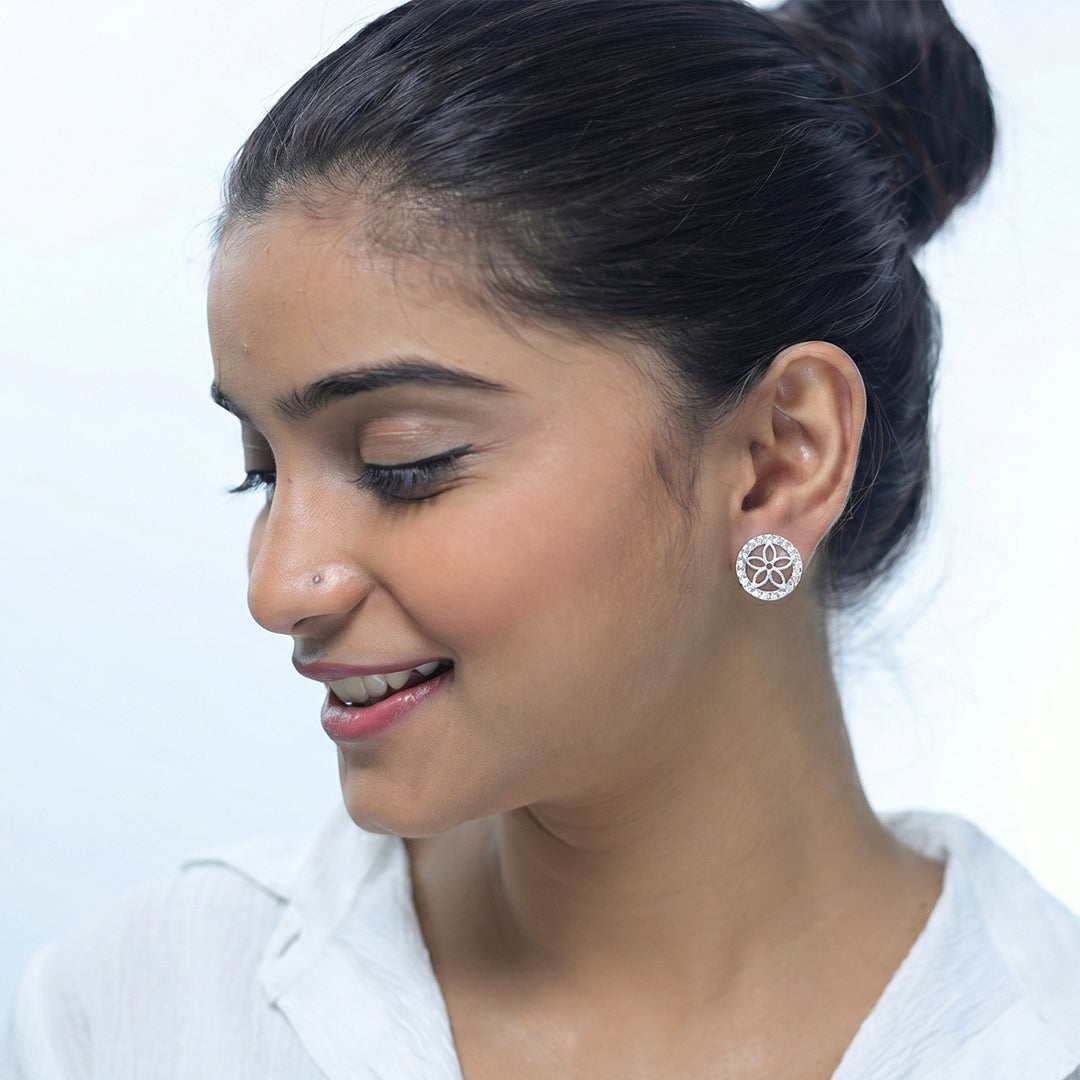 925 Silver Bloom Halo Studs - 925 sterling silver earrings by Tassya Silver