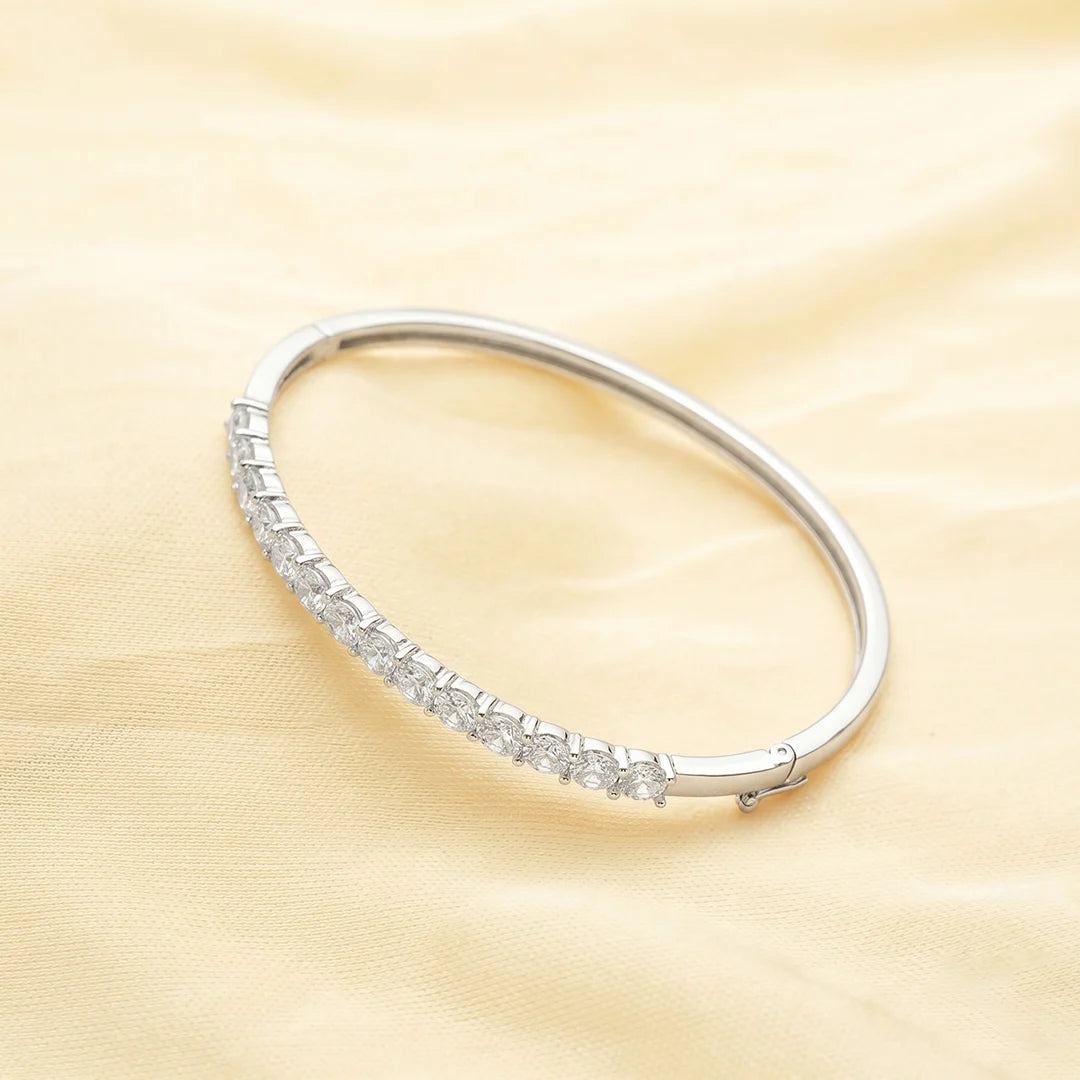 925 Silver Twin Sparkle Kada - 925 sterling silver bracelet by Tassya Silver