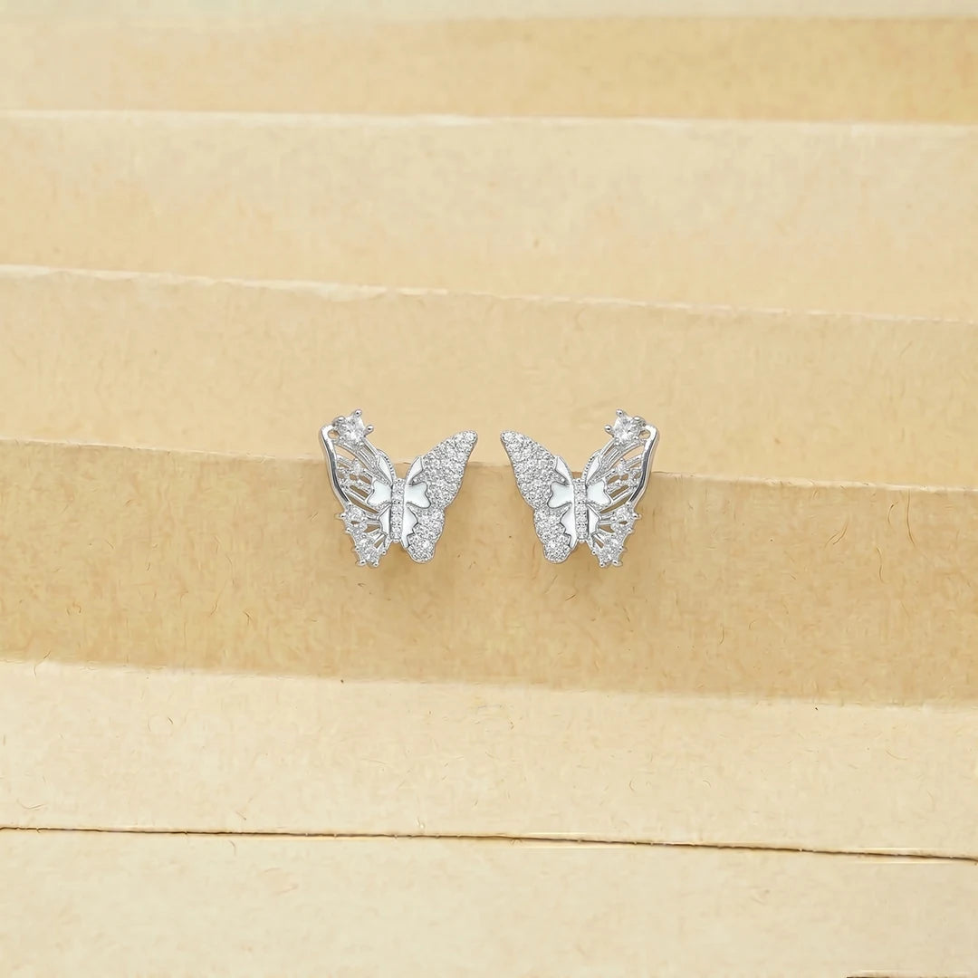925 Silver Dazzling Butterfly Earrings - 925 sterling silver earrings by Tassya Silver