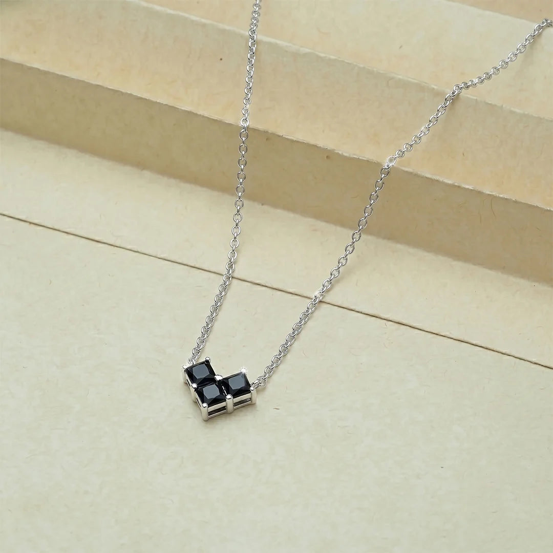 925 Silver Dual Stone Chain Pendant - 925 sterling silver pendant by Tassya Silver