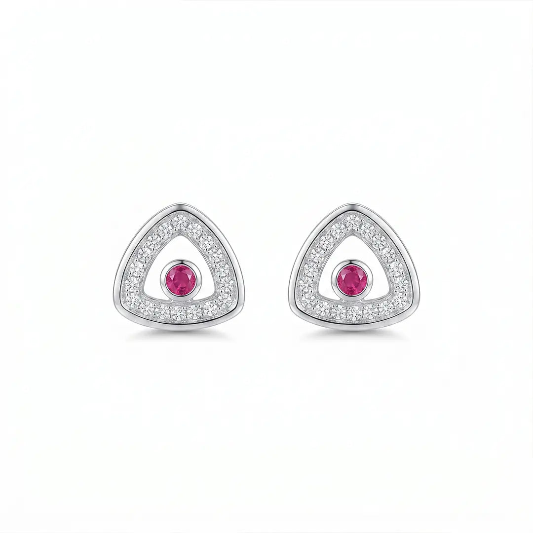925 Silver Pink Glow Halo Studs - 925 sterling silver earrings by Tassya Silver