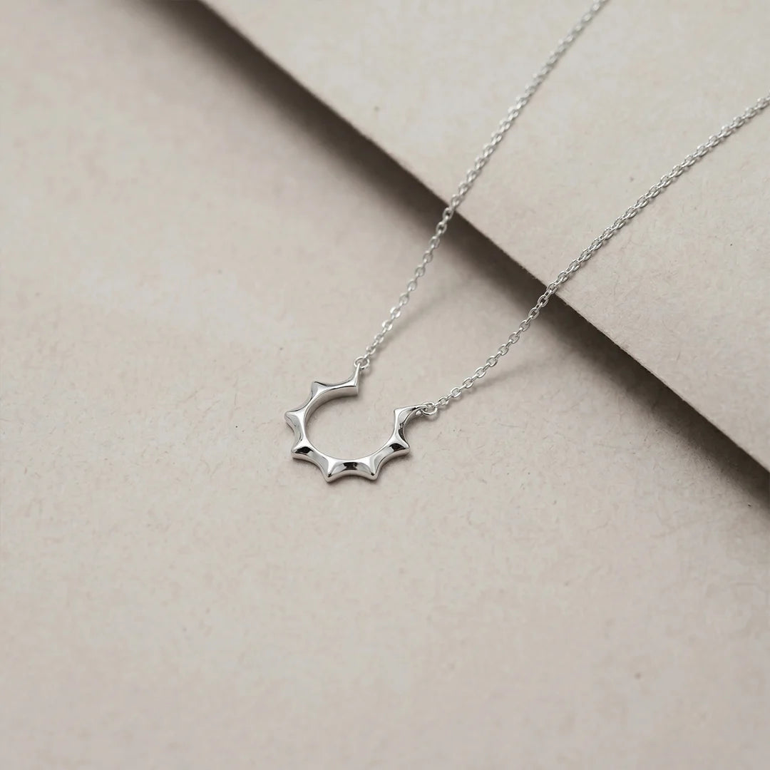 925 Silver Minimal Sunburst Chain Pendant - 925 sterling silver pendant by Tassya Silver