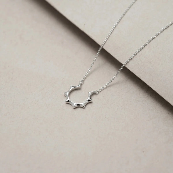 925 Silver Minimal Sunburst Chain Pendant