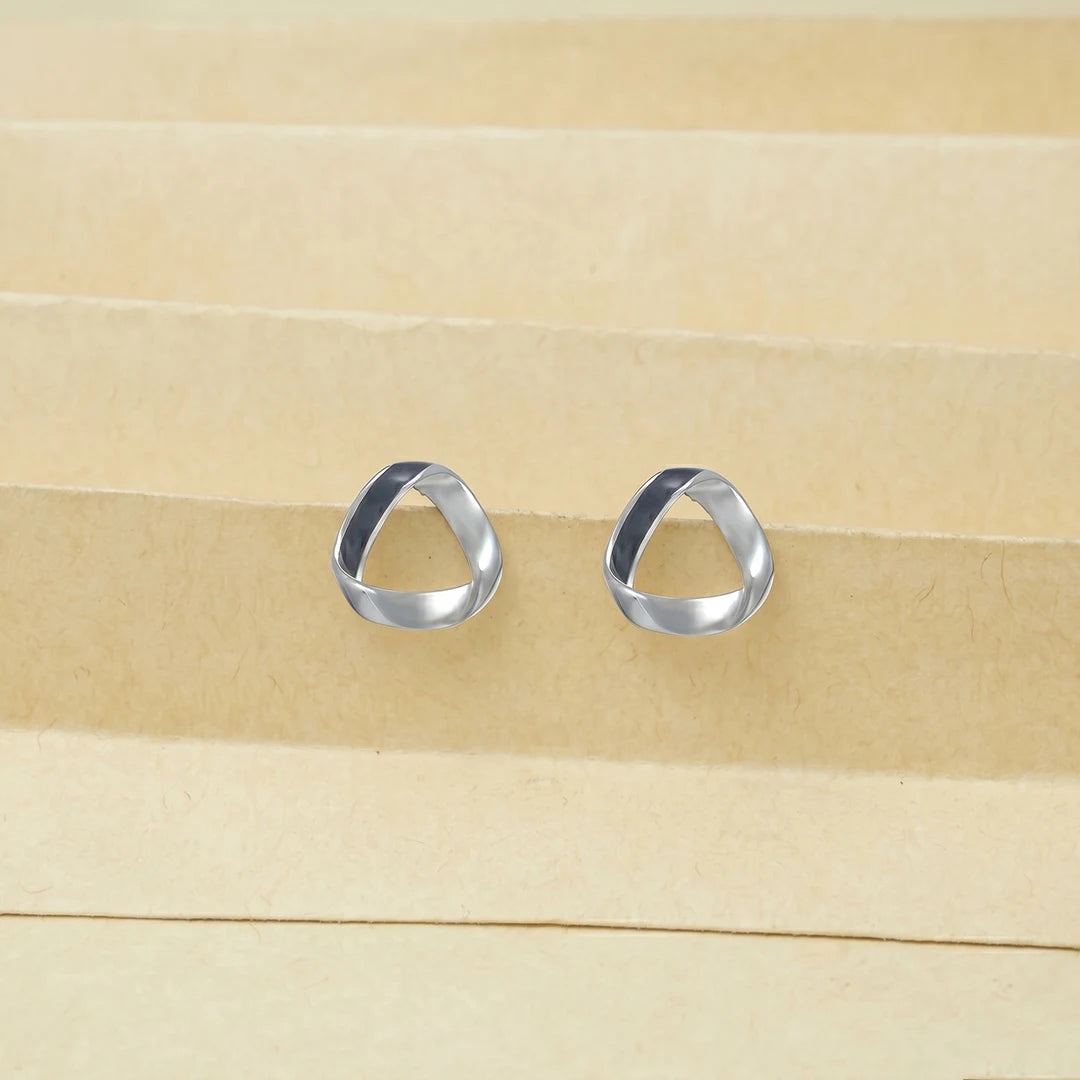 925 Silver Modern Loop Studs - 925 sterling silver earrings by Tassya Silver