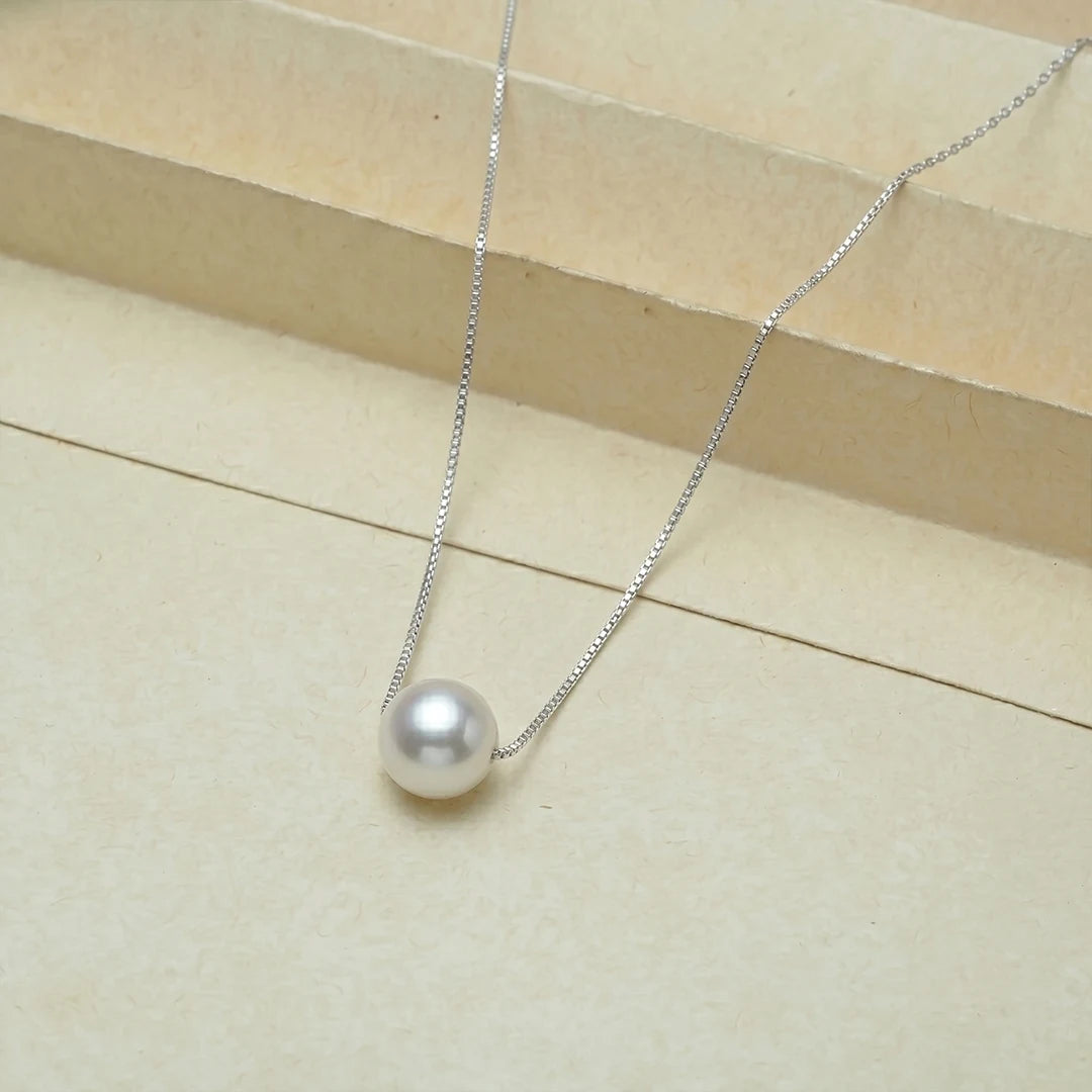 925 Silver Moonlit Pearl Chain Pendant - 925 sterling silver pendant by Tassya Silver