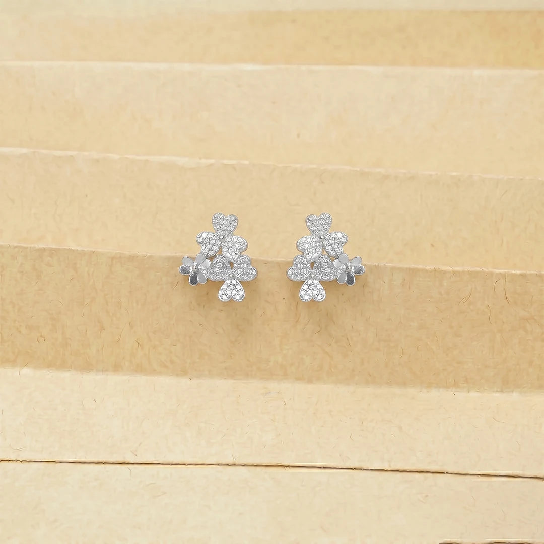 925 Silver Nature Inspired Floral Bunch Earrings - 925 sterling silver earrings by Tassya Silver
