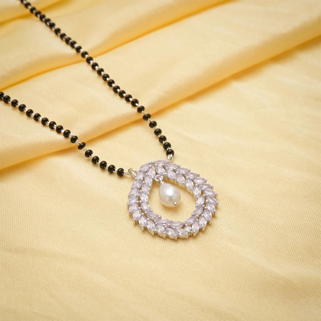 925 Silver Pearl Leaf Mangalsutra - 925 sterling silver mangalsutra by Tassya Silver