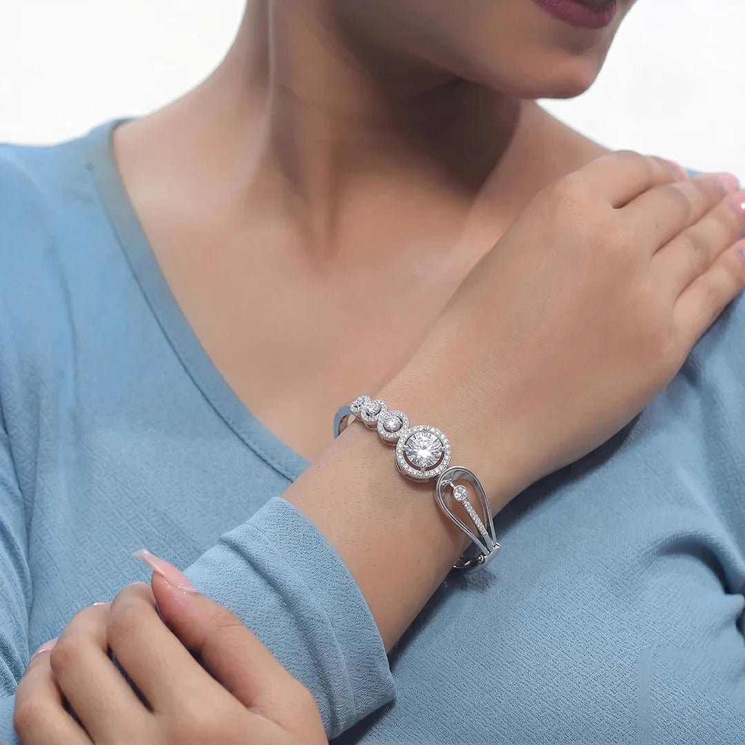 925 Silver Premium Glow Kada - 925 sterling silver bracelet by Tassya Silver