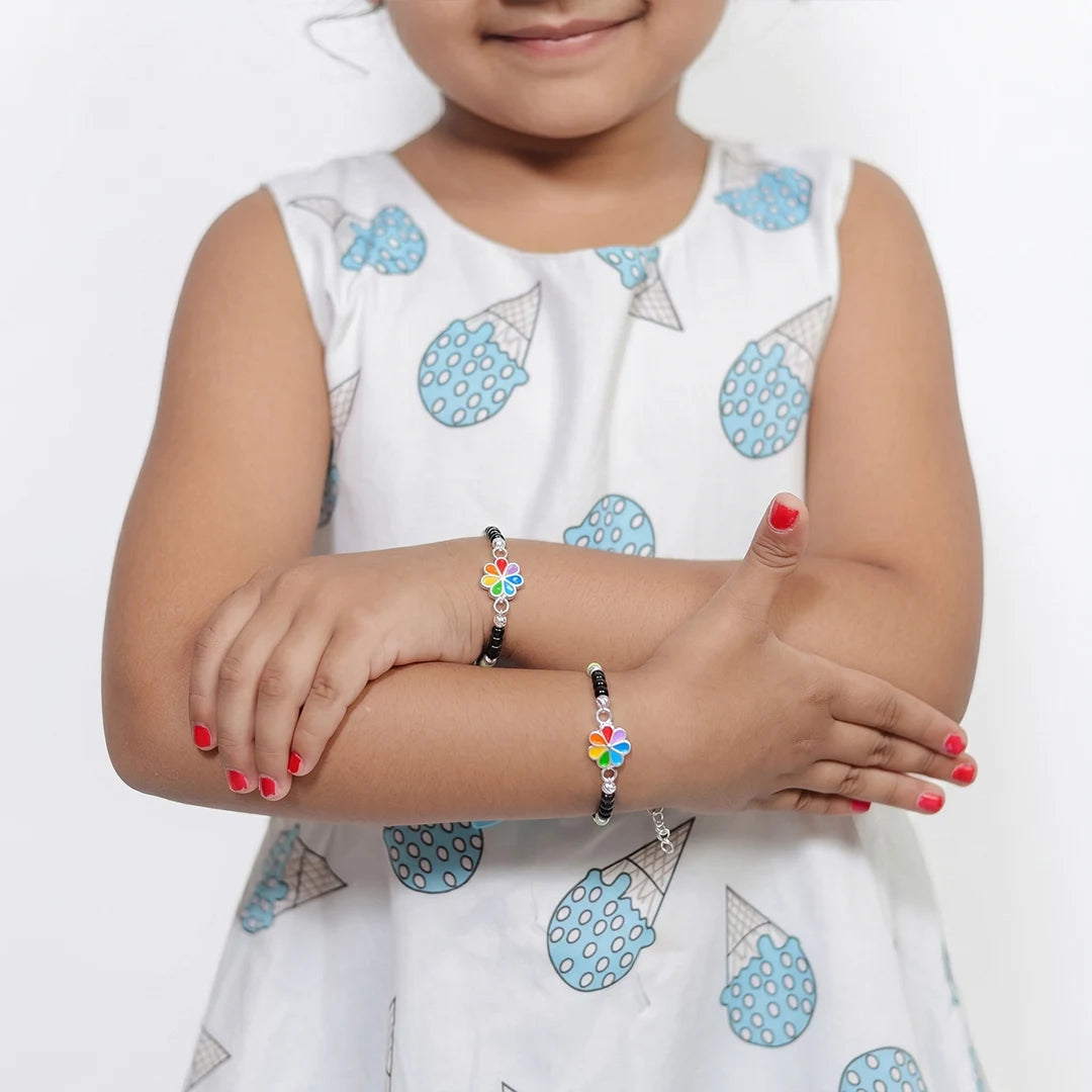 925 Silver Rainbow Flower Bracelet - 925 sterling silver bracelet by Tassya Silver