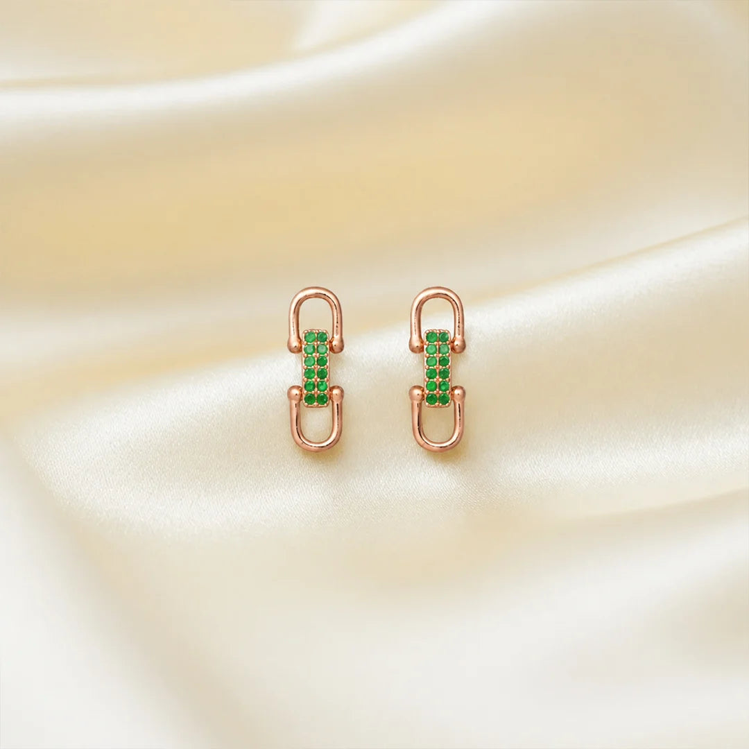 925 Silver Rose Emerald Studs - 925 sterling silver earrings by Tassya Silver