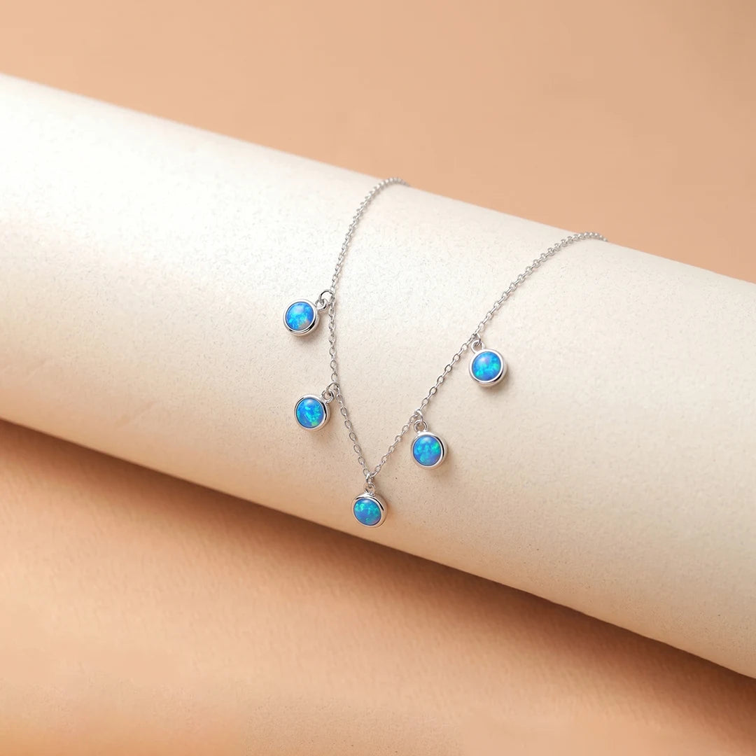 925 Silver Sky Blue Opal Charm Pendant - 925 sterling silver pendant by Tassya Silver