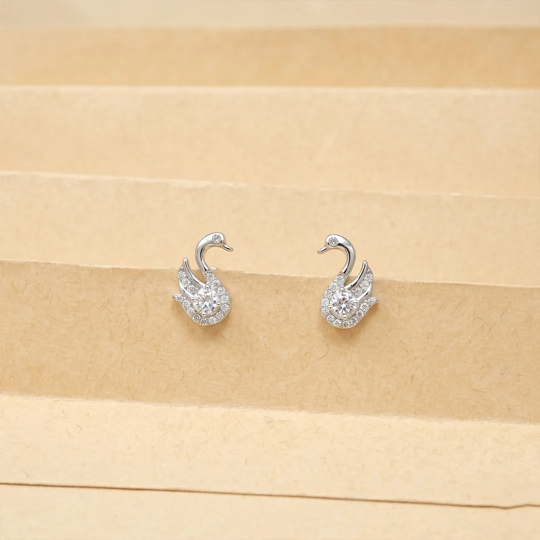 925 Silver Swan Radiance Studs - 925 sterling silver earrings by Tassya Silver