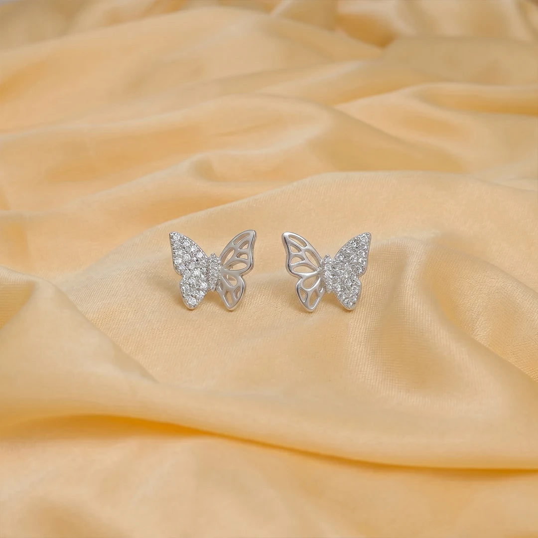 925 Silver Whispering Wings Studs - 925 sterling silver earrings by Tassya Silver