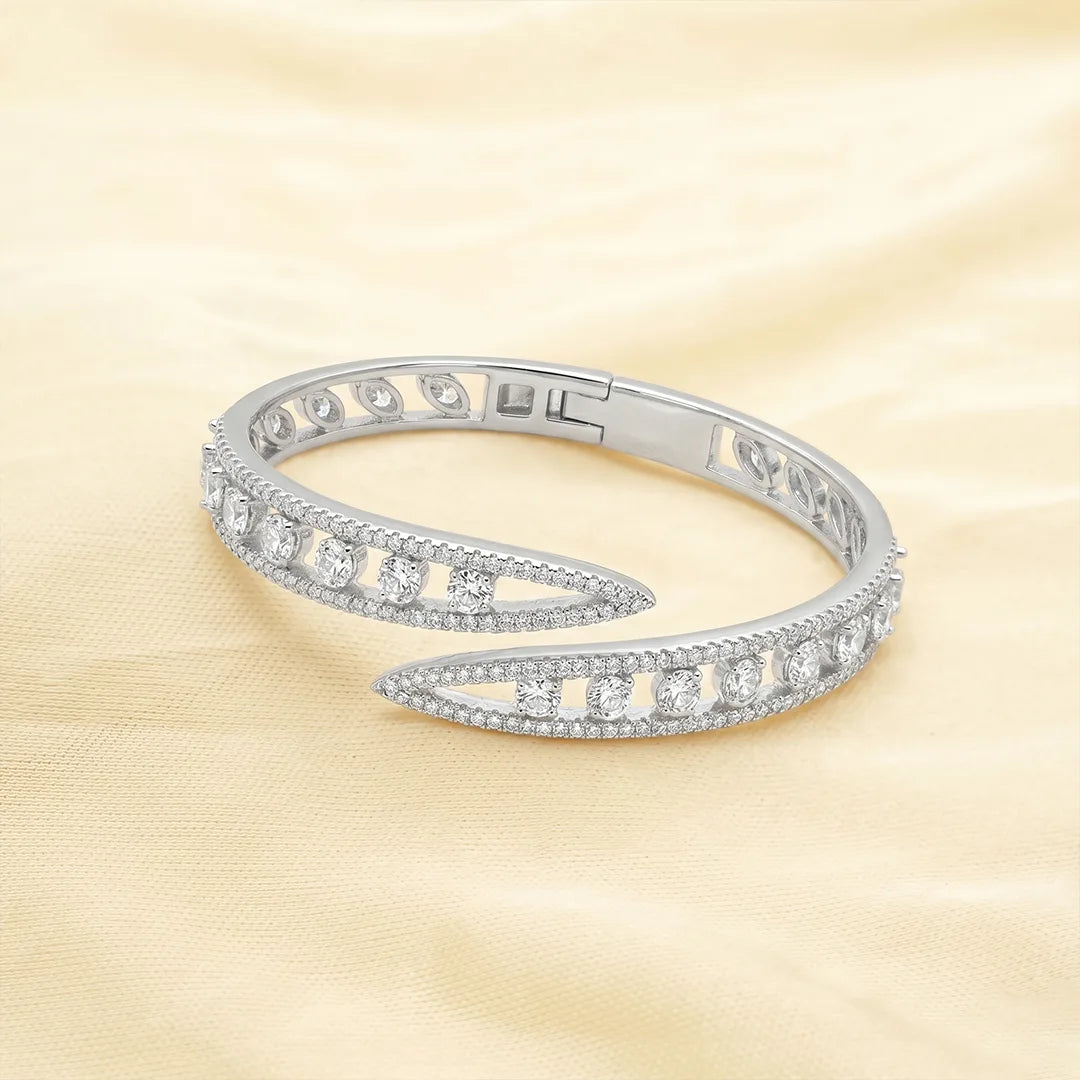 925 Silver White Spark Wrap Kada - 925 sterling silver bracelet by Tassya Silver