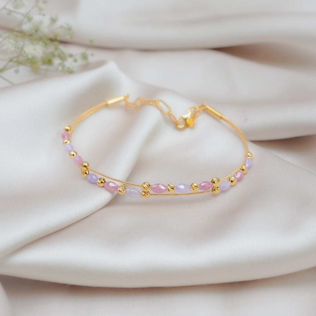 925 Silver Golden Plated Keepsake Pair Bracelet