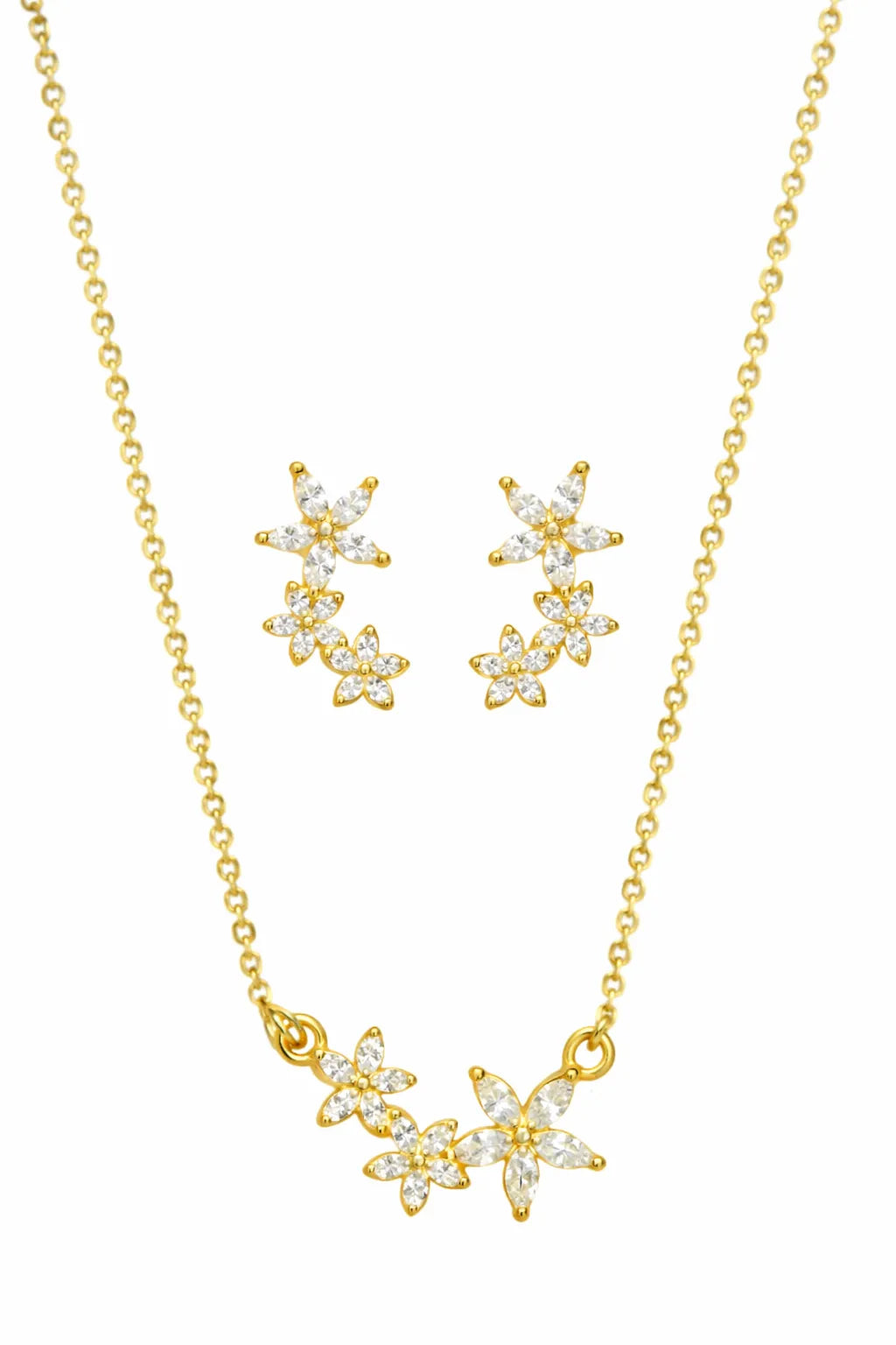 925 Silver Golden Blossom Radiance Earring Set - 925 sterling silver earrings by Tassya Silver