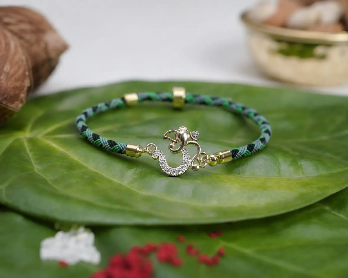 925 Gold Silver Om Tejas Rakhi