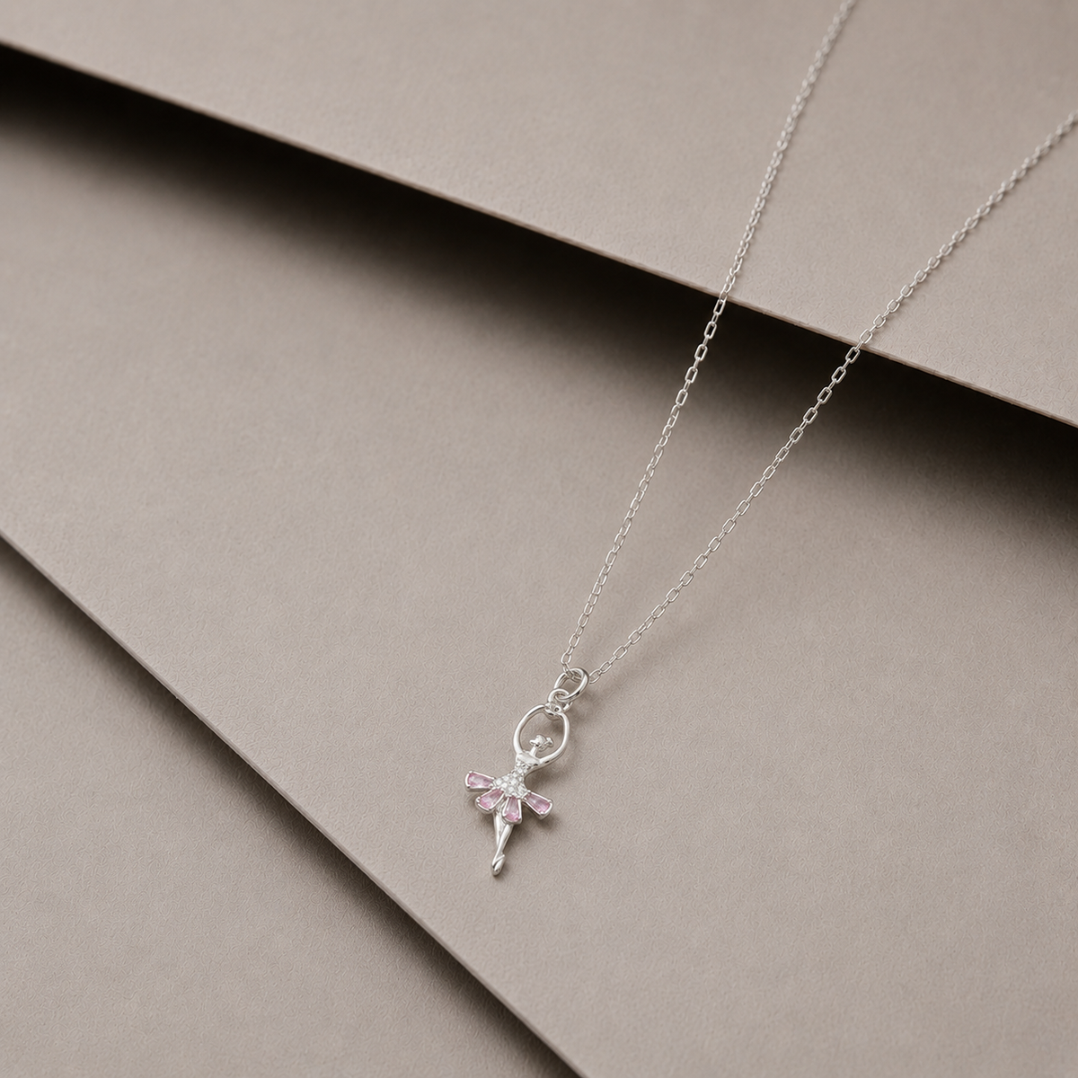 925 Silver Ballerina-Twirl Chain Pendant - 925 sterling silver pendant by Tassya Silver