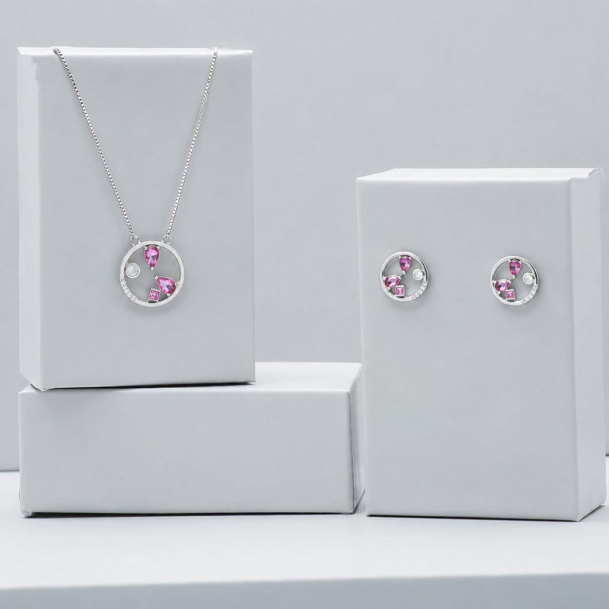 925 Silver Rosé Orbit Chain pendant top - 925 sterling silver pendant by Tassya Silver