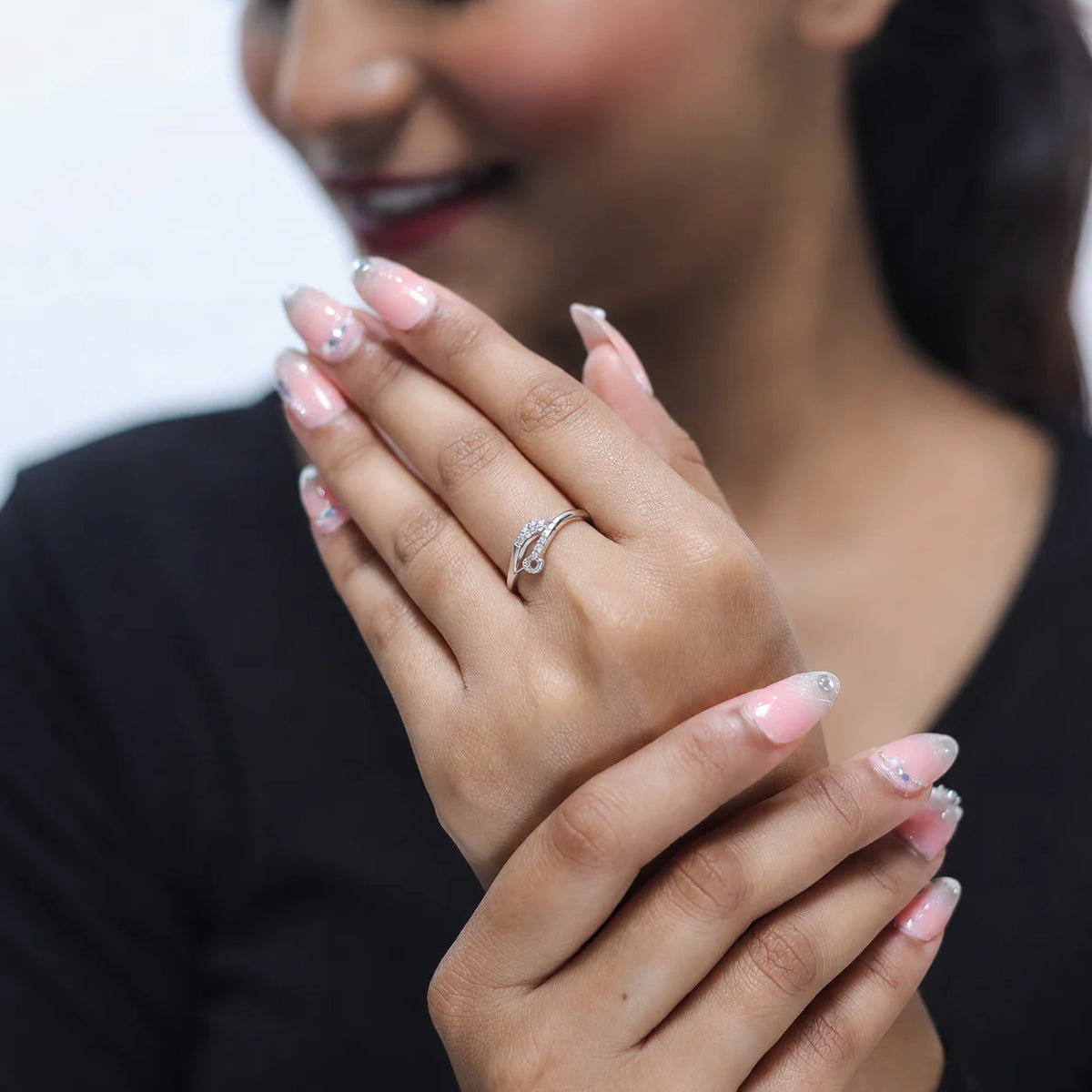 925 Silver Fern Glow Minimal Ring
