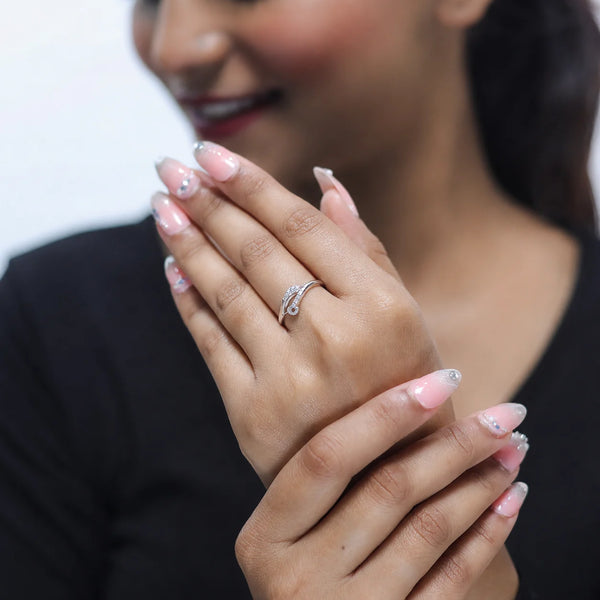 925 Silver Fern Glow Minimal Ring