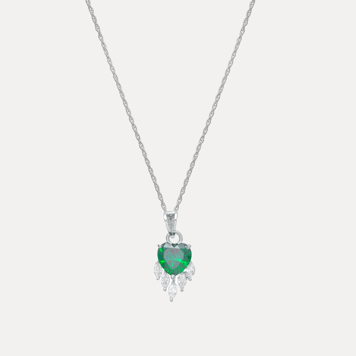 925 Silver Emerald Heart Pendant - 925 sterling silver pendant by Tassya Silver