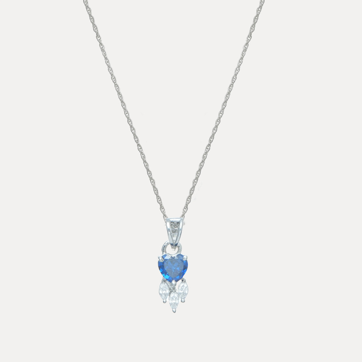 925 Silver Blue Heart Drop Pendant - 925 sterling silver pendant by Tassya Silver