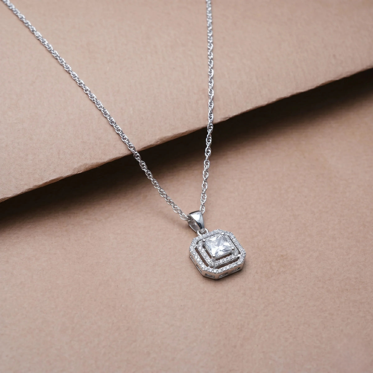 925 Silver Crystal Square Pendant