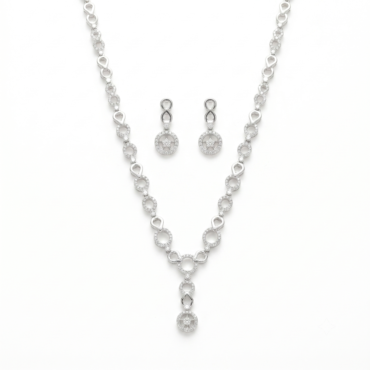 925 Silver Circle Necklace Set - 925 sterling silver necklace by Tassya Silver
