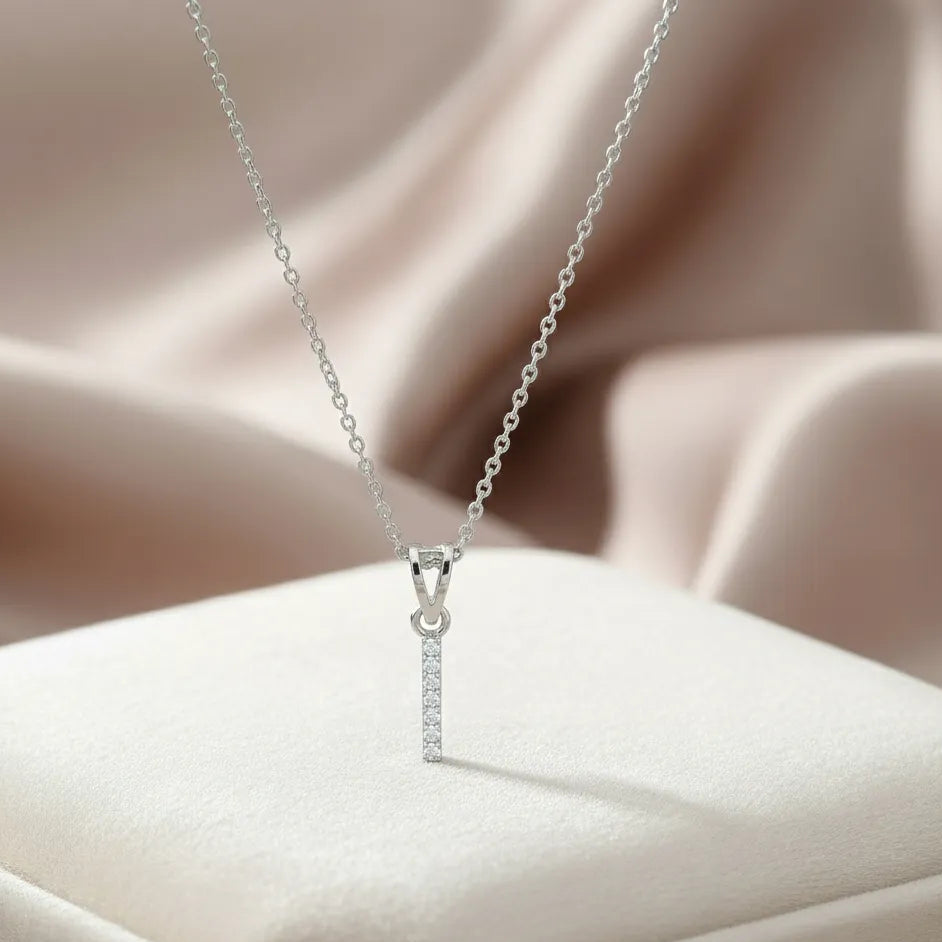925 Silver "I" Initial Chain Pendant - 925 sterling silver pendant by Tassya Silver