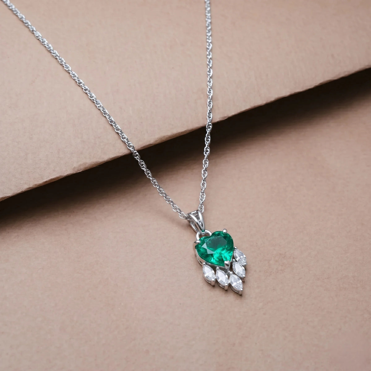 925 Silver Emerald Heart Pendant