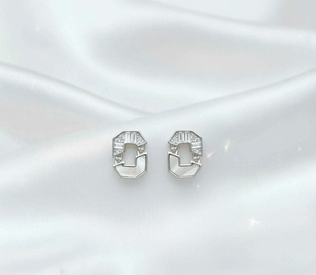 925 Silver Glacial Facet Studs - 925 sterling silver earrings by Tassya Silver