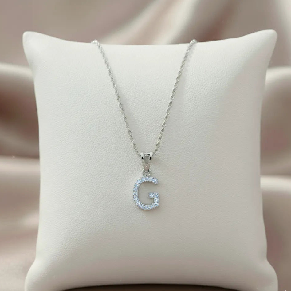 925 Silver "G" Initial Chain Pendant - 925 sterling silver pendant by Tassya Silver