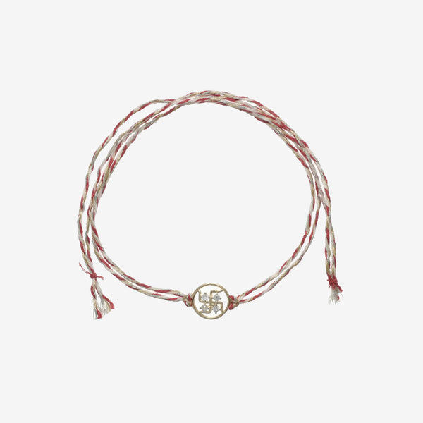 925 Silver Mangal Swastik Red Thread Rakhi