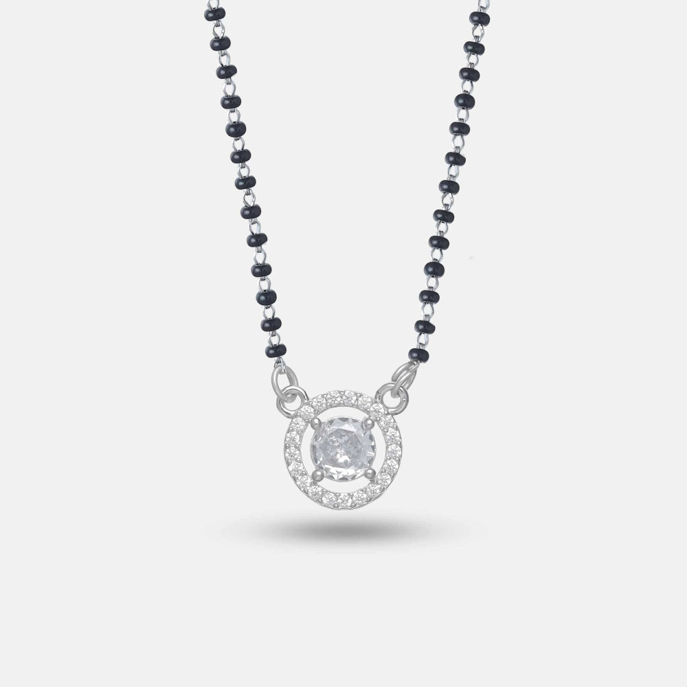925 Silver Classic Halo Mangalsutra - 925 sterling silver mangalsutra by Tassya Silver