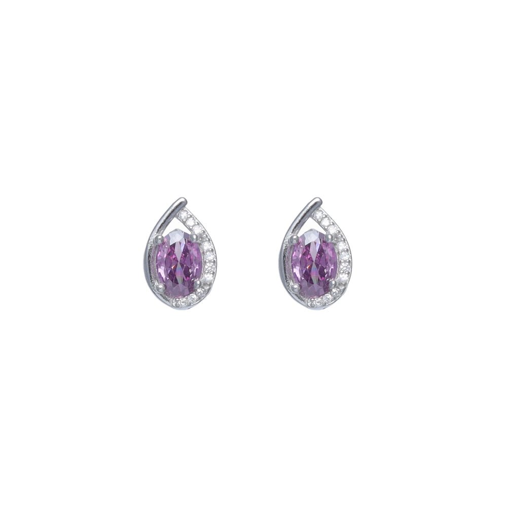 925 Silver Amethyst Teardrop Earrings - 925 sterling silver earrings by Tassya Silver