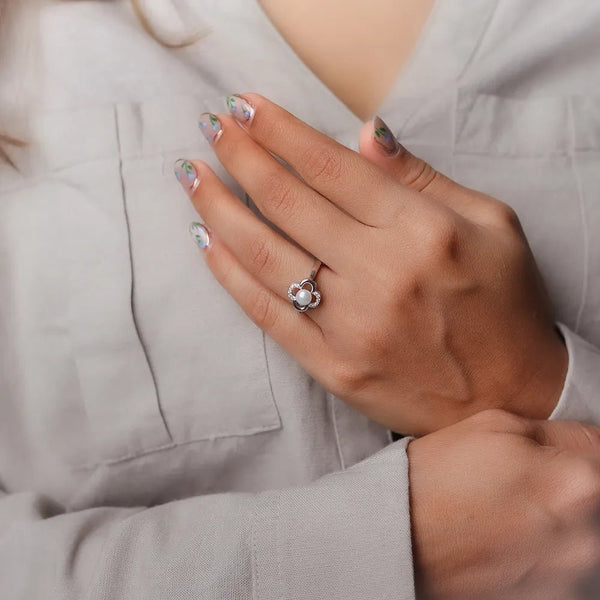 925 Silver Blossom Pearl Serenity Ring