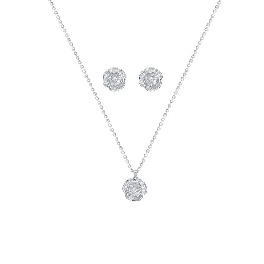 925 Silver Blossom Sparkle Chain Pendant Top - 925 sterling silver pendant by Tassya Silver